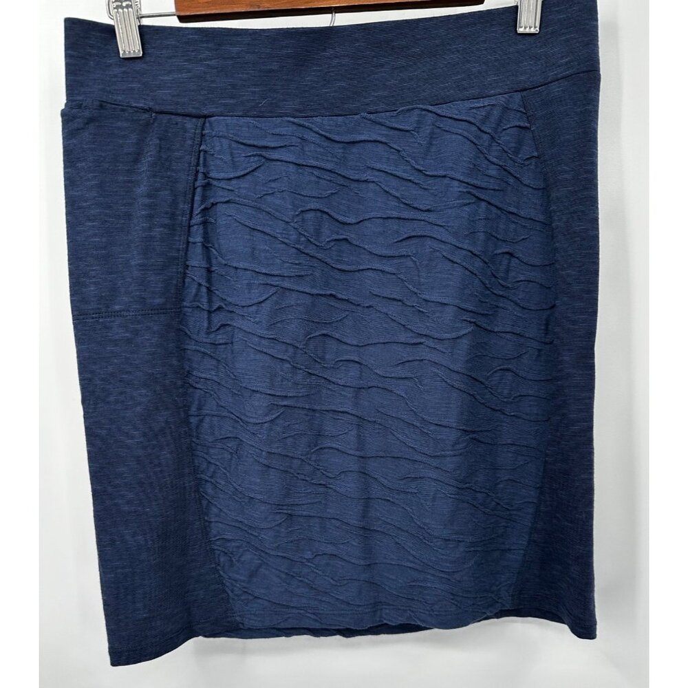 Toad & Co Samba Wave Pencil Skirt Women Medium Blue Mini Stretchy Organic Cotton